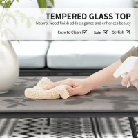 Outsunny 4 Piece Rattan Garden Furniture Set, 4 Seater Wicker Outdoor Sofa Set with 2 Armchairs, Loveseat, Tempered Glass Top Coffee Table, Cushions, Patio Conservatory Set for Balcony, Dark Grey(m-7)