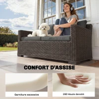 Outsunny Ensemble de 4 coussins pour salon de jardin 2 pour assise 56x52x7cm 2 pour dossier 56x45x17cm gris foncé(m-5)
