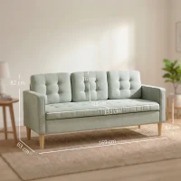 HOMCOM 3 Seater Sofa, 169cm Couch with Hidden Storage, Wood Legs, Light Grey(m-3)