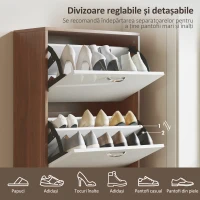 Homcom Dulap Pantofi 60×28×189 cm – 5 Sertare & Spatiu pentru 30 Perechi(m-5)