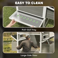 PawHut Hühnerstall aus Holz mit Auslauf Nistkasten Asphaltdach herausziehbar Tablett für 8-10 Hühner 347x160x150 cm Dunkelgrau(m-7)