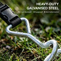 SPORTNOW 4Pcs Trampoline Anchor Kit, 32 cm Galvanised Trampoline Stakes, Spiral Ground Anchors with Triangle Head, Straps(m-5)