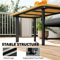 Outsunny Outdoor Garden Coffee Table, Garden Table with Slatted Wood Plastic Composite Top and Metal Frame, Brown(m-6)