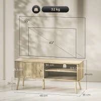 HOMCOM Meuble TV, meuble télé avec placard à porte, compartiments ouverts et étagère réglable, 115x35x49cm, chêne(m-3)