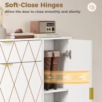 HOMCOM Meuble à chaussures moderne avec 2 tiroirs basculants, armoire et étagères réglables pour 10-14 paires de chaussures, blanc(m-4)