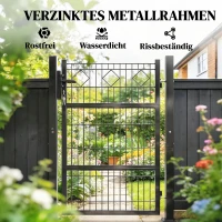 Outsunny Gartentor aus verzinktem Metall Gartentür mit Griff, Schloss Schlüssel abschließbar Zauntor 100x131cm Dunkelgrau(m-4)