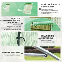 Outsunny Tunnel garden greenhouse 9 m² 4 windows, roll-up zippered door galvanized steel frame, PE cover 300 x 300 x 200 cm green(m-6)