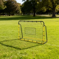 HOMCOM Filet de rebond de football, 184L x 123H cm, rebondisseur de football, 5 angles réglables de 60° à 90°,  jaune et noir(m-2)