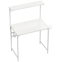 HOMCOM Computer Desk, 80cm Home Office Study Table with Hutch Shelf, Cup Holder, Headphone Hook, White