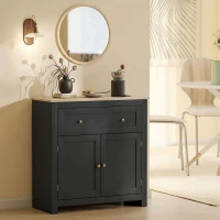 HOMCOM Sideboard Storage Cabinet, Modern Kitchen Cupboard with Adjustable Shelf, Drawer and Double Doors, Black(m-9)