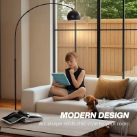 HOMCOM Arc Floor Lamp for Living Room, Modern Adjustable Standing Lamp with Faux Black Marble Base Black(m-4)