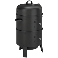 Outsunny 3-in-1 Vertical Charcoal Smoker with 2 Grill Grates, Built-in Thermometer, Adjustable Vent, 2 Doors