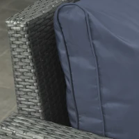 Outsunny Six-piece Outdoor Rattan Dining Set, Outdoor Sofa Set with Reclining Armchairs and Mental Frame, Blue(m-11)