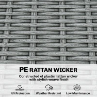 Outsunny 6 Seater Rattan Garden Furniture Set with 3 Loveseats, Table, Patio Rattan Furniture Corner Sofa Set, Grey(m-7)