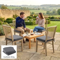 Outsunny Outdoor Chair Seat Cushions Set of 2, Garden Chair Cushions with 7cm Thick Foam & Ties, Dark Grey(m-9)