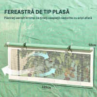 Outsunny Seră tip tunel pentru grădină 3x3x2 m din oțel și PE anti-UV cu uși rulabile și ferestre, verde(m-6)