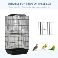 PawHut Large Metal Bird Cage with Stand, Perches, Food Bowls, Swing, for Budgies, Parakeets, Black(m-7)