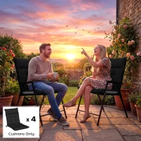 Outsunny Patio Chair Cushions Set of 4, Waterproof Non-Slip Lounge Chair Cushions, 112x53cm, Black(m-9)