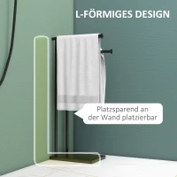 HOMCOM Suport prosoape de baie autoportant cu 2 brațe din metal, 35.5x20x78 cm, negru(m-5)