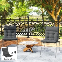 Outsunny Patio Chair Cushions Set of 4, Waterproof Non-Slip Lounge Chair Cushions, 112x53cm, Dark Grey(m-2)