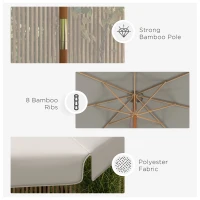 Outsunny 3.3m Elegant Wooden Parasol - Grey(m-6)