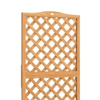 Outsunny Floreira com Treliça de Madeira com 2 Caixas Dobráveis Base de Ripas Vaso Elevado 73x70x170 cm Madeira(m-7)