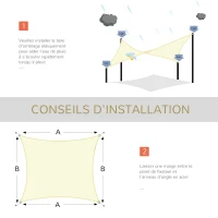 Outsunny Rectangular Shade Sail 3 x 4 m High-Density Polyethylene UV Protection With Storage Bag - Cream(m-7)