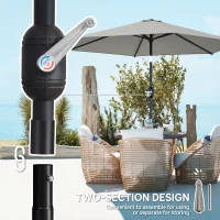 Outsunny 2.6 m Garden Parasol Umbrella with Aluminium Pole, Outdoor Patio Umbrella with Tilt and Crank, Vent, Light Grey(m-7)
