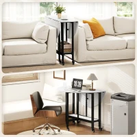 HOMCOM Folding Dining Table, Drop Leaf Table with Open Shelf, Rolling Kitchen Table for Dining Room, Small Spaces, White Marble(m-9)