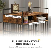 PawHut Dog Crate Furniture, Dog Cage with Rotatable Feeding Station and Storage Shelves, End Side Table Indoor Pet Kenne(m-4)