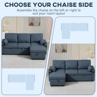 HOMCOM Corner Sofa Bed, L Shaped Sleeper Sectional Sofa with Reversible Storage Chaise, Blue(m-5)