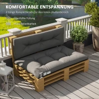 Outsunny Palettenkissen 2 teilige Sitzkissen Palettenpolster mit Getuftetem Design Rückenlehne 120 x 77 x 10 cm Dunkelgrau(m-4)