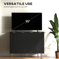 HOMCOM Sideboard Buffet Cabinet, Modern Kitchen Storage Cabinet with 4 Doors and Adjustable Shelves Black(m-6)