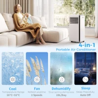 HOMCOM Portable Air Conditioner 7000 BTU, 4-in-1 Air Conditioning Unit with Cooling, Dehumidifier, Fan, Sleep Mode, White(m-5)