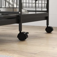 PawHut Small Animal Cage on Wheels, 3 Ramps & 3 Platforms, Food Dish & Water Bottle, Removable Bottom Tray for Rabbit, Ferret, Chinchilla, Steel & PP, 61.5x44x95cm, Black(m-8)