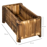 Outsunny Planter on Legs Flower Box dim. 70L x 35l x 30H cm Half-log Legs Slatted Pine Wood-look Body Carbonization-treated(m-3)