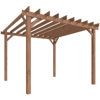 Outsunny 3 x 3 m Wooden Pergola Kit, Garden Pergola Gazebo Grape Trellis with Triangle Supports, Maple Wood-effect(m-10)