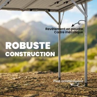 Outsunny Table pliante en HDPE, table de camping pliante carrée 86 x 86 x 74 cm, avec une poignée, hauteur réglable, blanc(m-4)