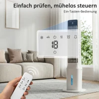 HOMCOM Tragbarer Luftkühler, 3-in-1 Verdunstungs-Luftkühler mit 9-Liter-Wassertank, 48° Oszillation, 3 Geschwindigkeiten, 3 Modi, Weiß(m-8)