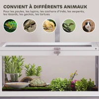 PawHut Maison pour tortues enclos 2 espaces et support de lampe toit ouvrable plateau coulissant 104 x 53 x 82 cm gris(m-8)