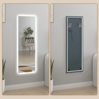 HOMCOM Grand miroir mural LED miroir pleine longueur 3 couleurs de lumière réglables fonction mémoire 120 x 40 cm transparent(m-9)