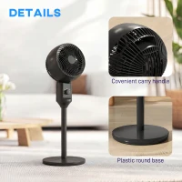 HOMCOM Air Circulator Fan Pedestal Cooling Fan with 3 Speed and Carry Handle, 9 Inch, Black(m-6)