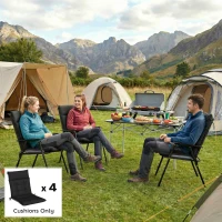 Outsunny Patio Chair Cushions Set of 4, Waterproof Non-Slip Lounge Chair Cushions, 112x53cm, Black(m-8)