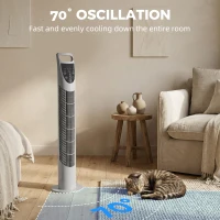 HOMCOM Tower Fan Oscillating 3 Speeds 3 Winds 40W w/ RC Timer Quiet - Grey(m-5)