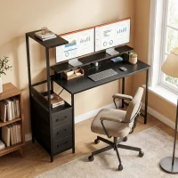 HOMCOM 147cm Gaming Desk with Charging Station and Monitor Stand, Computer Table for Home Office with RGB Lights, Black(m-8)