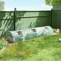 Outsunny Serre de jardin tunnel 5 fenêtres enroulables bâche PE 140 g/㎡ métal époxy 300 x 80 x 45 cm vert(m-10)