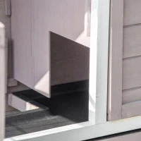 PawHut Solid Wood Rabbit Hutch 2-Level Lift-Top Roof with Feeder Sliding Trays 4 Doors 122 x 50 x 101 cm Gray White(m-8)