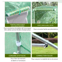 Outsunny Garden Tunnel Greenhouse winter greenhouse Floor Area 4.5 m² dim. 3L x 1.5l x 2H m Reinforced Tubular Frame Zipped Door 2 Roll-up Windows Green(m-5)