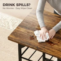 HOMCOM Set masă dining cu 2 scaune, masă pentru bucătărie cu scaune pentru 2 persoane, cadru din metal, maro(m-4)