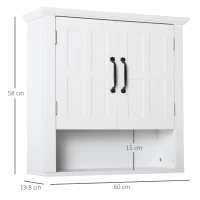 HOMCOM Bathroom Wall Cabinet, Medicine Cabinet, Kitchen Cupboard with 2 Doors and Adjustable Shelf, White(m-3)